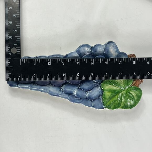 Vintage Italian Majolica Asparagus Grape Ceramic Serving Dish Set Hand Painted​ - Picture 7 of 13